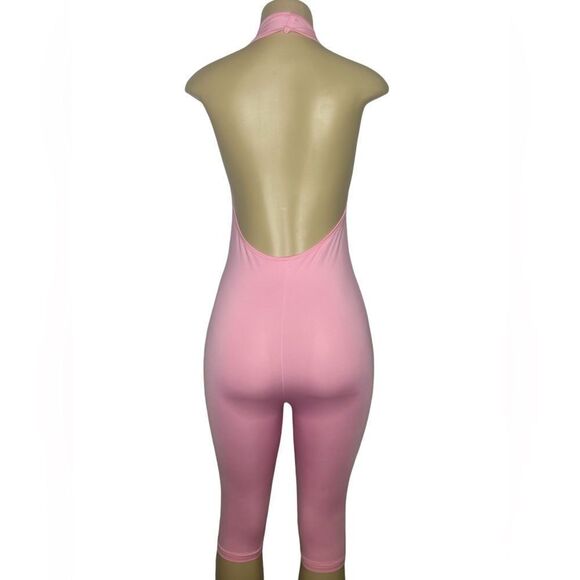 Stylish Pink Halter Romper - Picture 3 of 4